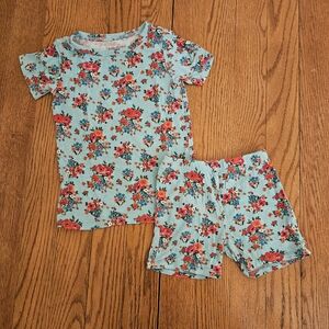 Posh Peanut Blue And Red Floral Kids Shorts Pajama Set Size 18-24 Months